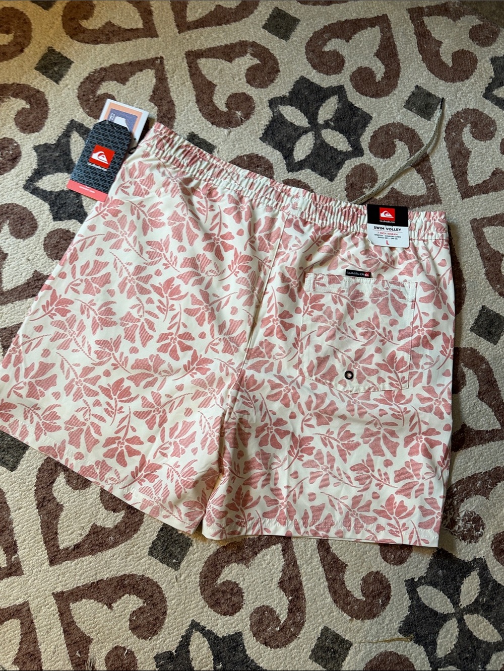 Quiksilver Cream & Pink Floral Board Shorts - Picture 7 of 13